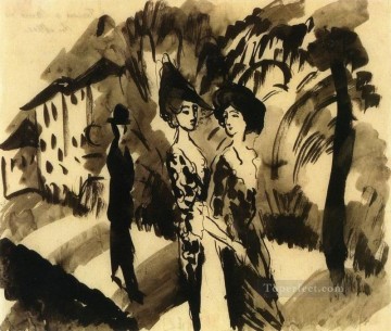August Macke Painting - Two Women and an Manonan Avenue August Macke